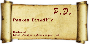 Paskes Ditmár névjegykártya